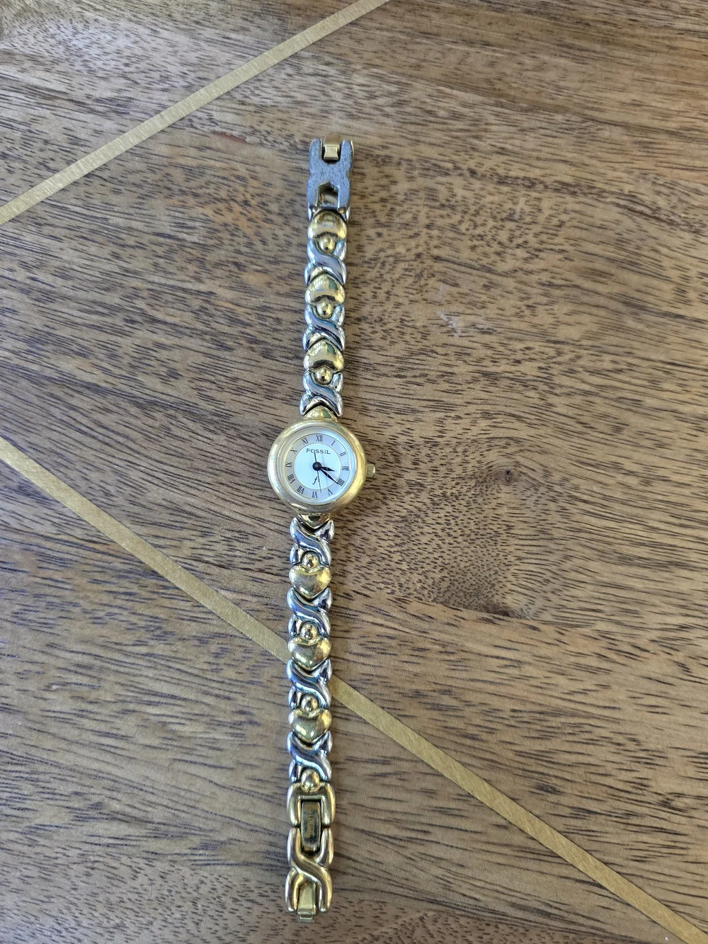 Fossil Two-Tone Heart Link Bracelet Watch - Gold & Silver